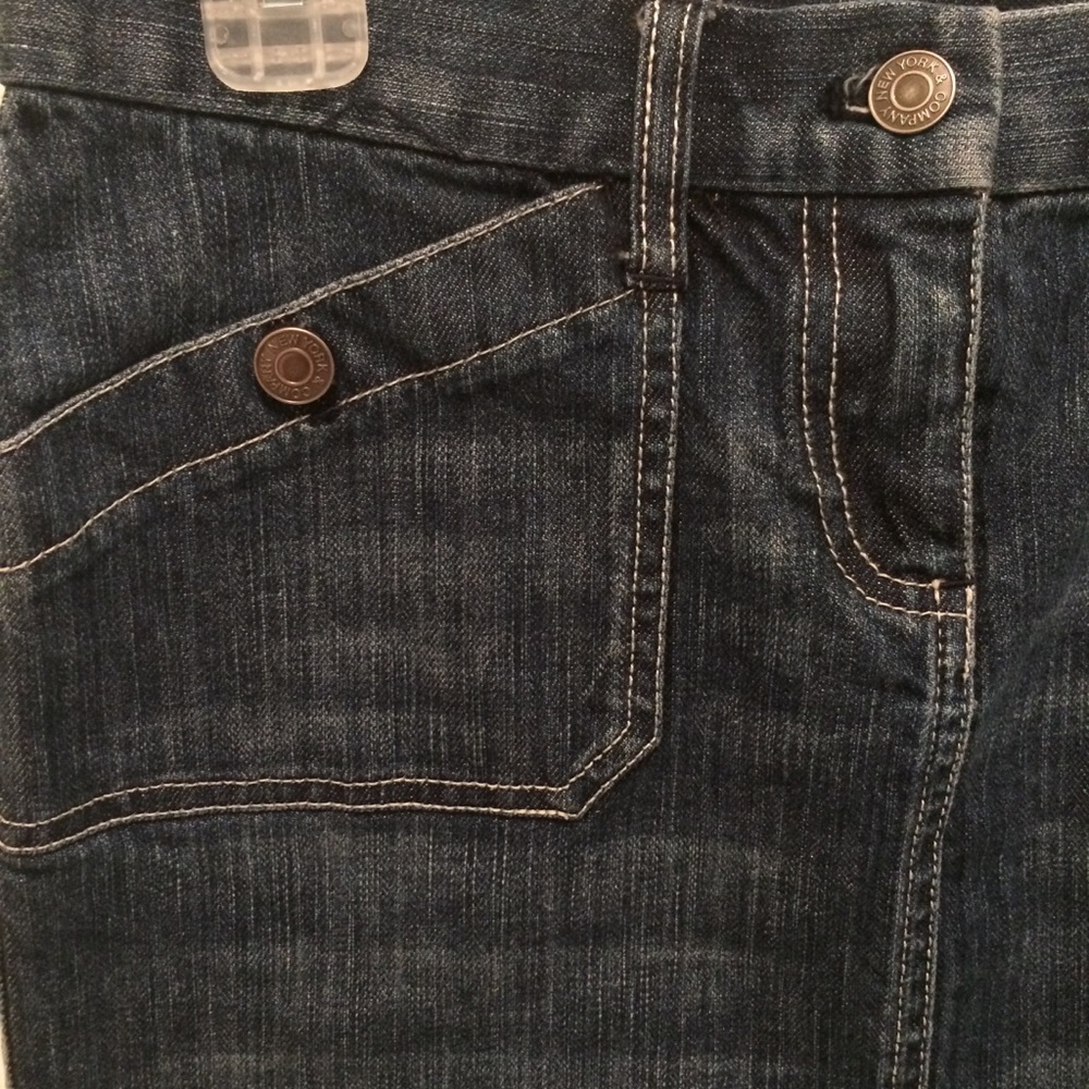 New York & Company Dark Blue Denim Pencil Skirt - Picture 2 of 6